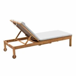 Lot De 2 Bains De Soleil Avec Coussin Et Tablette En Bois écru -Jardinage Fournitures Soldes 00eefab2af27841e