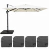 Parasol Déporté 3x3m Et 4 Dalles à Remplir Aluminium Blanc -Jardinage Fournitures Soldes 08fa012de549e32d