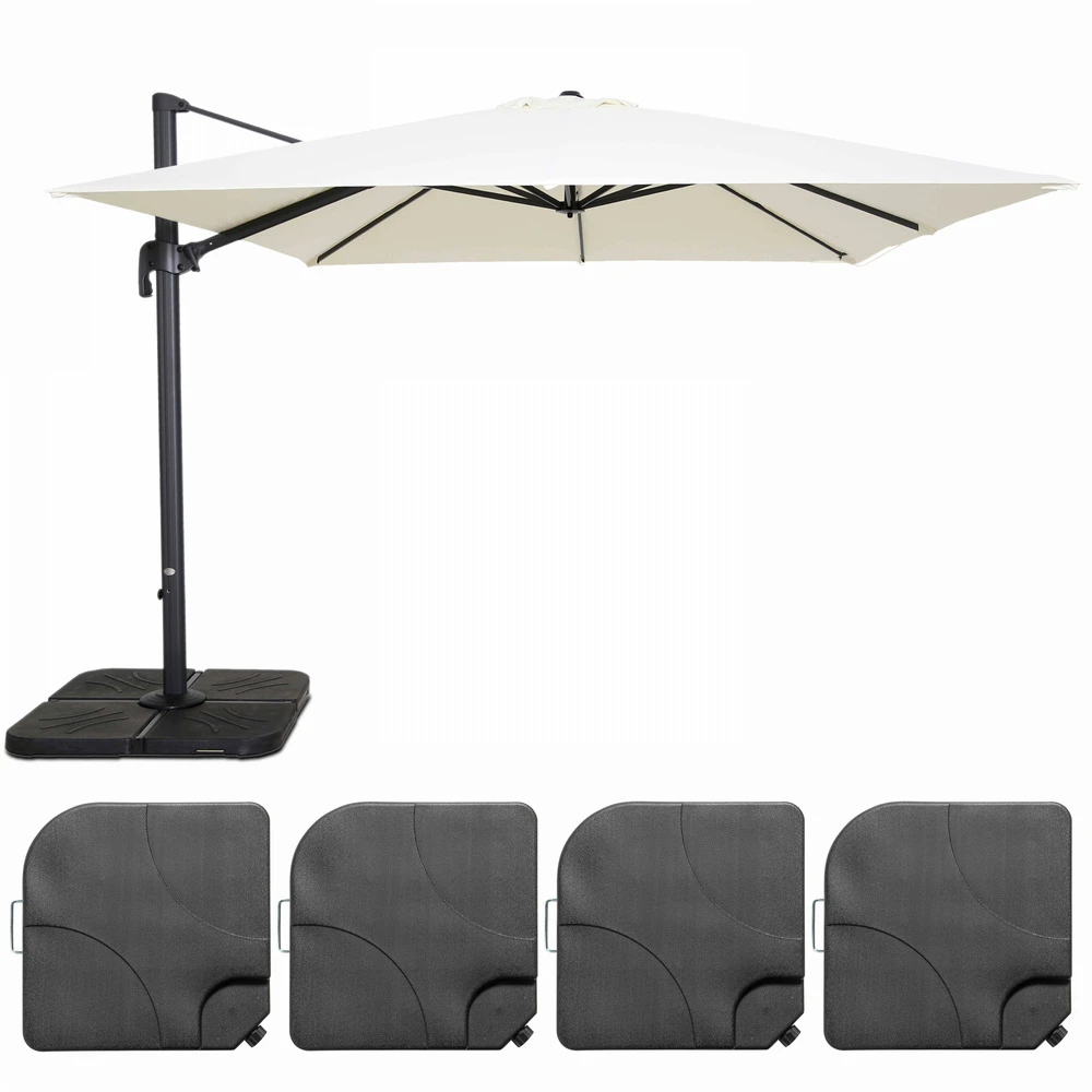 Parasol Déporté 3x3m Et 4 Dalles à Remplir Aluminium Blanc 3 Parasol Déporté 3x3m Et 4 Dalles à Remplir Aluminium Blanc