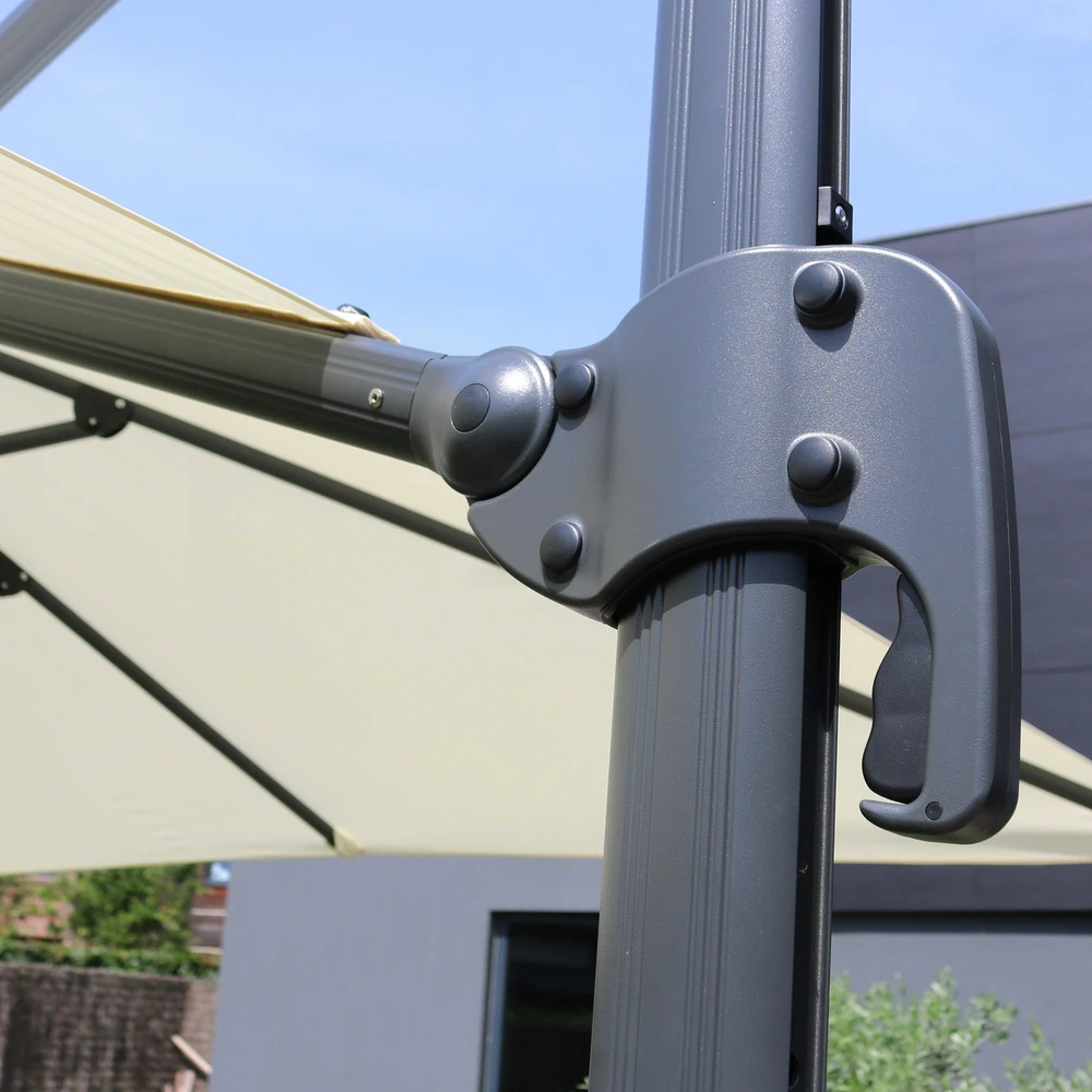 Parasol Déporté 3x3m Et 4 Dalles à Remplir Aluminium Blanc 6 Parasol Déporté 3x3m Et 4 Dalles à Remplir Aluminium Blanc – Image 4