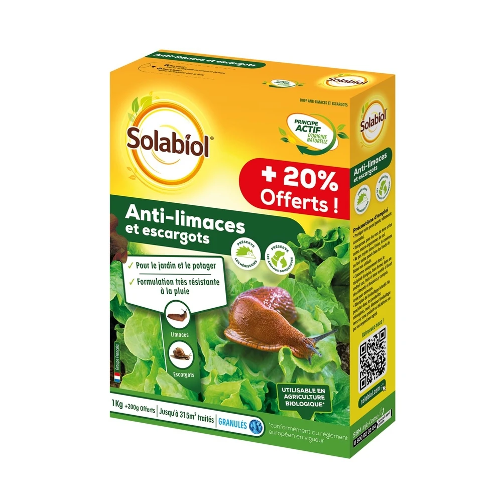 Solabiol Anti-limaces Et Escargots 1 Kg + 20% Gratuit 3 Solabiol Anti-limaces Et Escargots 1 Kg + 20% Gratuit