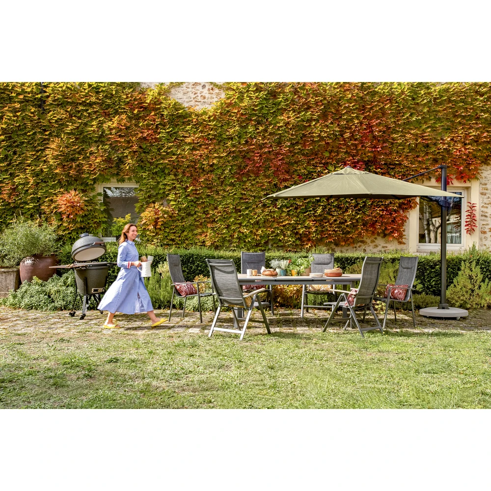 Table De Jardin Extensible Liège Grise En Aluminium - 249x103x76 Cm 4 Table De Jardin Extensible Liège Grise En Aluminium - 249x103x76 Cm – Image 2