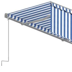VIDAXL Auvent Manuel Rétractable Avec Store 4x3 M Bleu Et Blanc -Jardinage Fournitures Soldes 17145a72ae6bfd03