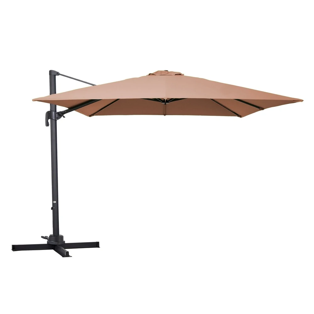 Parasol Déporté Carré 3 X 3m En Aluminium Taupe 4 Parasol Déporté Carré 3 X 3m En Aluminium Taupe – Image 2