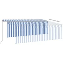 VIDAXL Auvent Manuel Rétractable Avec Store 4x3 M Bleu Et Blanc -Jardinage Fournitures Soldes 42abf6cfcfa8d4a8