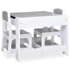 VIDAXL Table Pour Enfants Avec 2 Chaises Blanc Mdf -Jardinage Fournitures Soldes 555d6298013a3e4a