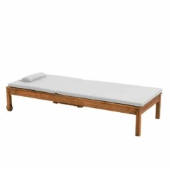 Lot De 2 Bains De Soleil Avec Coussin Et Tablette En Bois écru -Jardinage Fournitures Soldes 6229fd3236845840