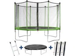 Trampoline " Yoopi " - ø 4.25 M - Avec Filet + Echelle + Couverture + Kit D'ancrage