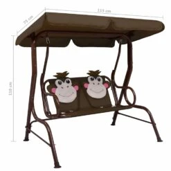 VIDAXL Balancelle Pour Enfants Marron 115x75x110 Cm Tissu -Jardinage Fournitures Soldes 6310a24c35f7c3.75945177