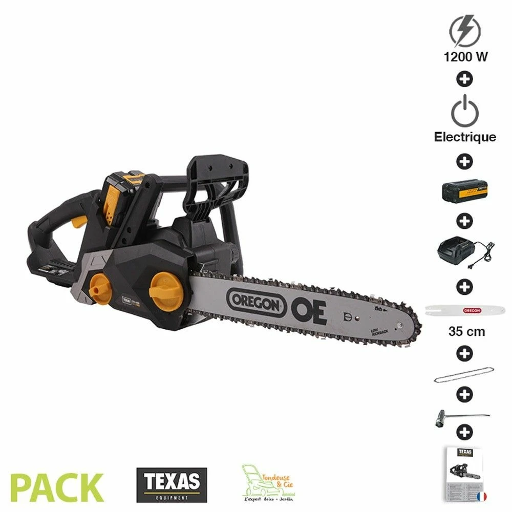 Pack Tronçonneuse Sans Fil 1200w Guide 35 Cm Texas Csx4000 Chargeur Et Batterie 3 Pack Tronçonneuse Sans Fil 1200w Guide 35 Cm Texas Csx4000 Chargeur Et Batterie