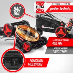 Tondeuse Thermique Autotractée 144.3cc - 46cm Avec Démarrage électrique -mulchin -Jardinage Fournitures Soldes 63c136749632f1.14439241