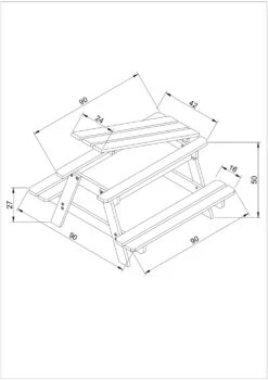 Table Enfant Pour Le Jardin - Table Et Chaise Enfant Avec Boite De Rangement -90x90xh50 Cm - M010-1 -Jardinage Fournitures Soldes 63eb3fd022ead1.56966562