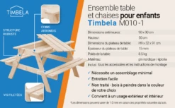 Table Enfant Pour Le Jardin - Table Et Chaise Enfant Avec Boite De Rangement -90x90xh50 Cm - M010-1 -Jardinage Fournitures Soldes 63eb3fd03e9ea3.43816484