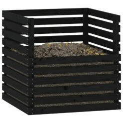 VIDAXL Composteur Noir 80x80x78 Cm Bois Massif De Pin -Jardinage Fournitures Soldes 6422e3c3d59b04.47485671