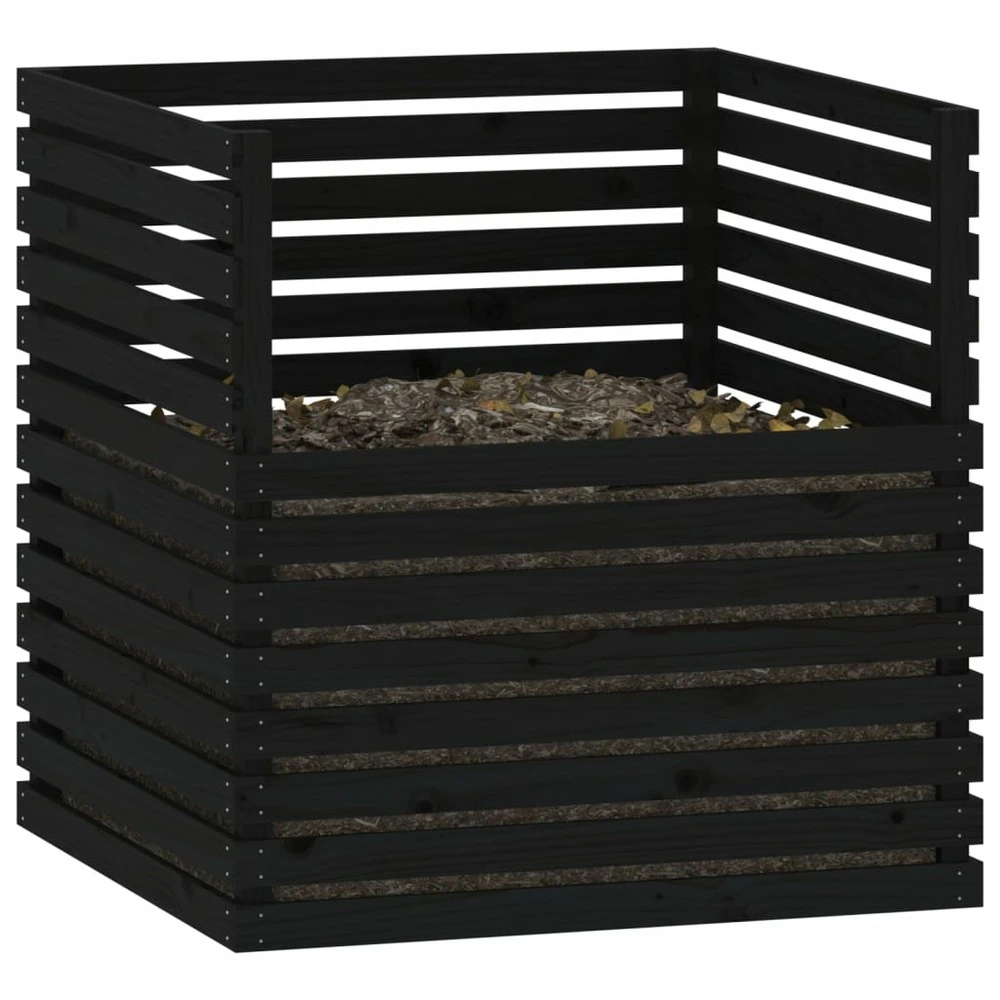 VIDAXL Composteur Noir 100x100x102 Cm Bois Massif De Pin 6 VIDAXL Composteur Noir 100x100x102 Cm Bois Massif De Pin – Image 4