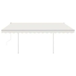 VIDAXL Auvent Automatique Rétractable Avec Poteaux 4,5x3,5 M Crème -Jardinage Fournitures Soldes 6426dd9e3c7d99.07692663