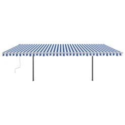 VIDAXL Auvent Automatique Capteur De Vent Et Led 6x3,5 M Bleu Et Blanc -Jardinage Fournitures Soldes 6426ddcf051c44.44043683