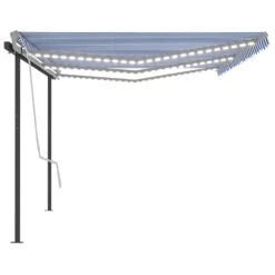VIDAXL Auvent Automatique Capteur De Vent Et Led 6x3,5 M Bleu Et Blanc -Jardinage Fournitures Soldes 6426ddcf081273.21701046