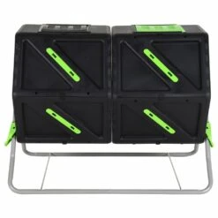 VIDAXL Composteur à Tambour à Double Chambre 88x60x74 Cm 210 L Pp -Jardinage Fournitures Soldes 64302906470663.70242491