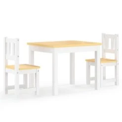 VIDAXL Ensemble De Table Et Chaises Pour Enfants 3 Pcs Blanc Et Beige -Jardinage Fournitures Soldes 64387d74e4bf04.04806845