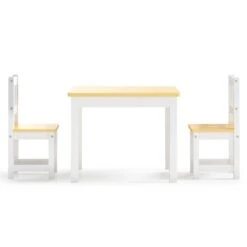 VIDAXL Ensemble De Table Et Chaises Pour Enfants 3 Pcs Blanc Et Beige -Jardinage Fournitures Soldes 64387d74e7ee02.51139245