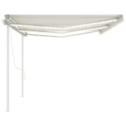 VIDAXL Auvent Automatique Capteur De Vent/led 6x3 M Crème -Jardinage Fournitures Soldes 64515c677fbe06.77630311