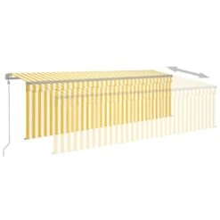 VIDAXL Auvent Rétractable Automatique Avec Store 5x3 M Jaune Et Blanc -Jardinage Fournitures Soldes 64515c6c4c3c34.62044891