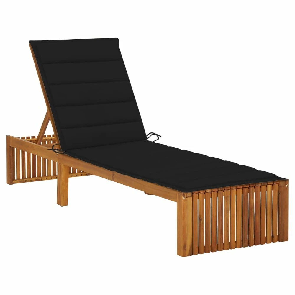 VIDAXL Chaise Longue Avec Coussin Bois D'acacia Solide 3 VIDAXL Chaise Longue Avec Coussin Bois D'acacia Solide
