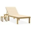 VIDAXL Chaise Longue De Jardin Avec Table Et Coussin Pin Imprégné -Jardinage Fournitures Soldes 64535321913c72.78991662