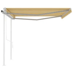 VIDAXL Auvent Rétractable Automatique Et Poteaux 4,5x3m Jaune Et Blanc -Jardinage Fournitures Soldes 645657dcae04c1.00462128