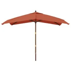 VIDAXL Parasol De Jardin Avec Mât En Bois Terre Cuite 300x300x273 Cm -Jardinage Fournitures Soldes 645801d824e817.68825722