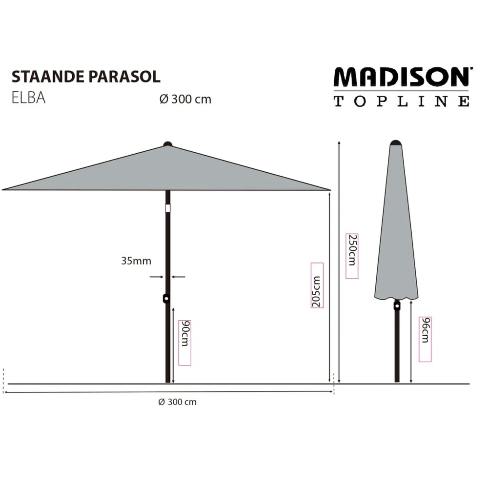 Madison Parasol Elba 300 Cm Taupe 8 Madison Parasol Elba 300 Cm Taupe – Image 6