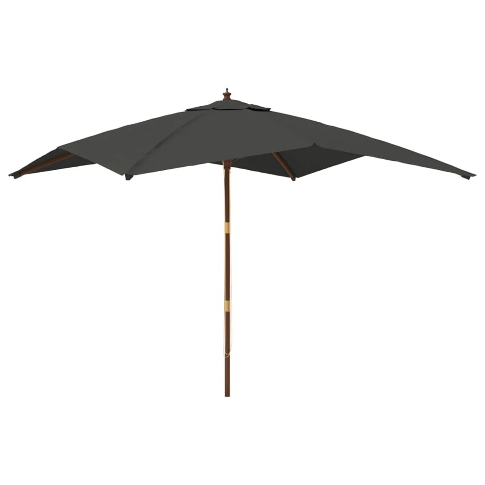 VIDAXL Parasol De Jardin Avec Mât En Bois Anthracite 300x300x273 Cm 4 VIDAXL Parasol De Jardin Avec Mât En Bois Anthracite 300x300x273 Cm – Image 2