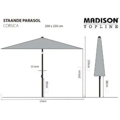 Madison Parasol Corsica 200x250 Cm Taupe -Jardinage Fournitures Soldes 6458020ae82851.91353284