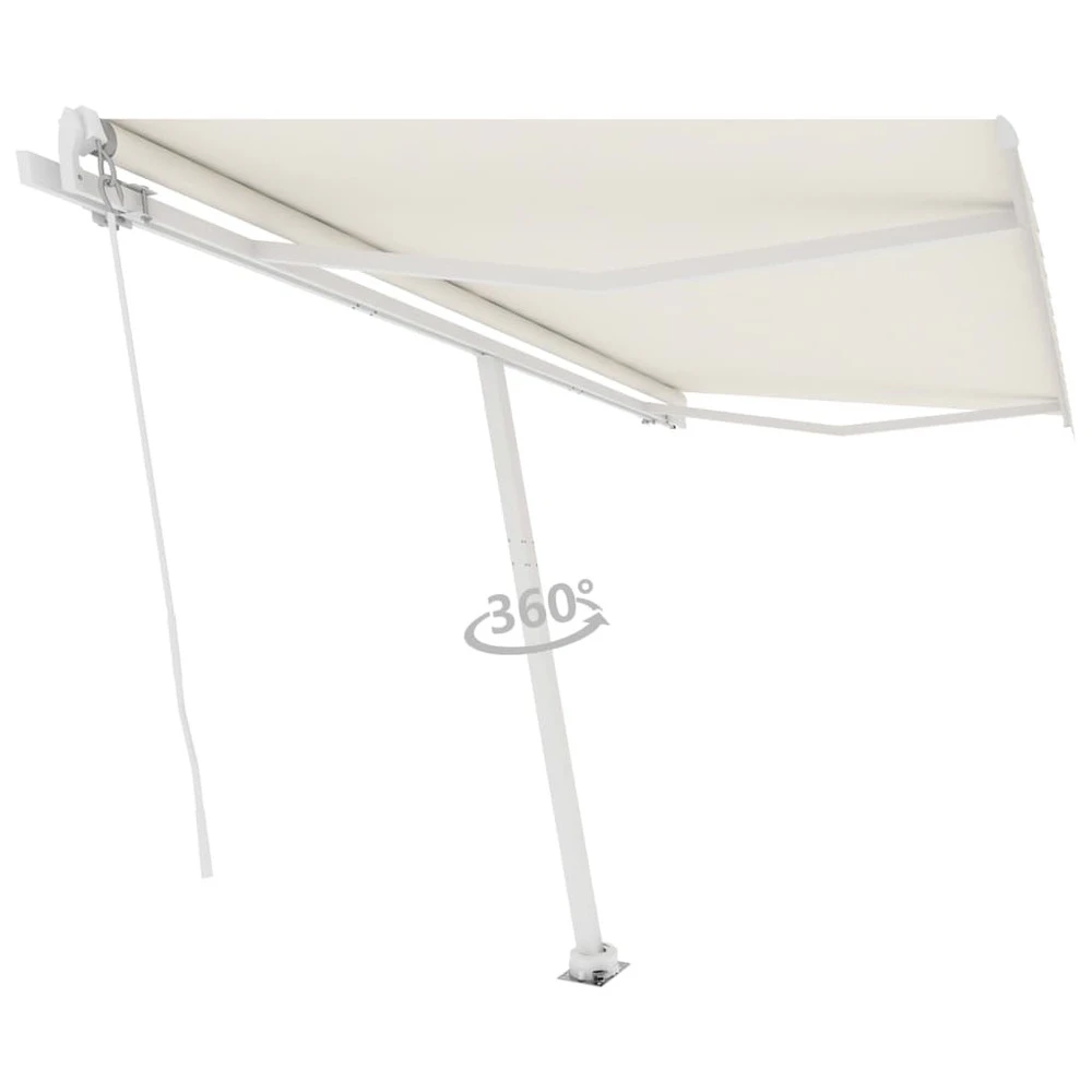 VIDAXL Auvent Manuel Rétractable Sur Pied 450x350 Cm Crème 6 VIDAXL Auvent Manuel Rétractable Sur Pied 450x350 Cm Crème – Image 4