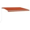 VIDAXL Auvent Manuel Rétractable Avec Led 450x350 Cm Orange Et Marron -Jardinage Fournitures Soldes 645a95b0d41bd8.00662209