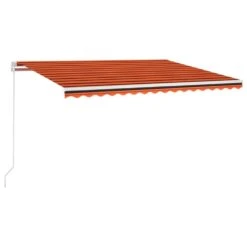 VIDAXL Auvent Manuel Rétractable Avec Led 450x350 Cm Orange Et Marron -Jardinage Fournitures Soldes 645a95b0d73c65.26645466