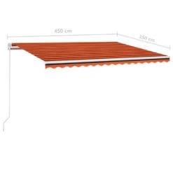 VIDAXL Auvent Manuel Rétractable Avec Led 450x350 Cm Orange Et Marron -Jardinage Fournitures Soldes 645a95b0e05262.64214900