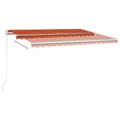 VIDAXL Auvent Manuel Rétractable 450x350 Cm Orange Et Marron -Jardinage Fournitures Soldes 645a95c1e151f8.96425068