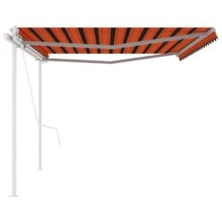 VIDAXL Auvent Rétractable Automatique Et Poteaux 5x3m Orange Et Marron -Jardinage Fournitures Soldes 645a95c532c2d7.34127381