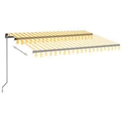 VIDAXL Auvent Manuel Rétractable 350x250 Cm Jaune Et Blanc -Jardinage Fournitures Soldes 645a95ca6fe9b0.51542875