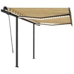 VIDAXL Auvent Automatique Capteur De Vent Led 3,5x2,5 M Jaune Et Blanc