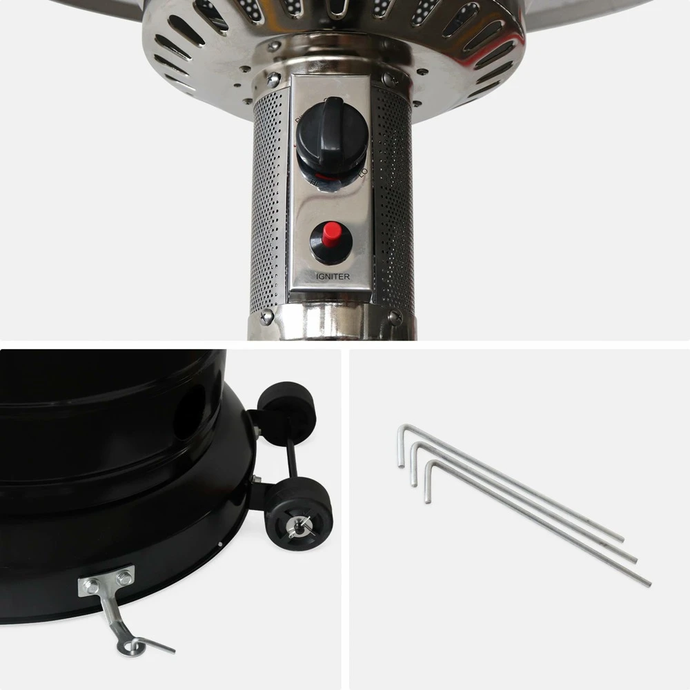 Chauffage D'extérieur à Gaz 13kw - Siberia - Parasol Chauffant Noir. Avec Roulettes Et Stabilisateur 6 Chauffage D'extérieur à Gaz 13kw - Siberia - Parasol Chauffant Noir. Avec Roulettes Et Stabilisateur – Image 4