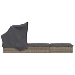 VIDAXL Transat Avec Toit Pliable Gris 213x63x97 Cm Résine Tressée -Jardinage Fournitures Soldes 645eceed457331.01639451