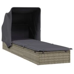 VIDAXL Transat Avec Toit Pliable Gris 213x63x97 Cm Résine Tressée -Jardinage Fournitures Soldes 645eceed4dfa35.02757872