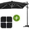 Parasol Jardin Déporté Led Alu "sun 3 Luxe" - Carré - 3 X 3 M - Coloris Noir - Dalles Lestées Incluses 1 Parasol Jardin Déporté Led Alu "sun 3 Luxe" - Carré - 3 X 3 M - Coloris Noir - Dalles Lestées Incluses -Jardinage Fournitures Soldes 64651f9cd8bf19.31055648