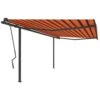VIDAXL Auvent Automatique Rétractable Poteaux 4x3,5 M Orange Marron -Jardinage Fournitures Soldes 64671619cd33c2.40684961