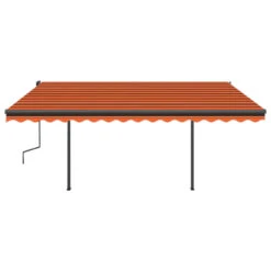 VIDAXL Auvent Automatique Rétractable Poteaux 4x3,5 M Orange Marron -Jardinage Fournitures Soldes 64671619d421c7.40791692