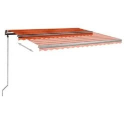 VIDAXL Auvent Automatique Rétractable Poteaux 4x3,5 M Orange Marron -Jardinage Fournitures Soldes 64671619de1328.06549695
