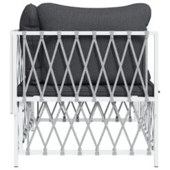 VIDAXL Canapé D'angle De Jardin Avec Coussins Blanc Tissu Tissé -Jardinage Fournitures Soldes 646d14568a92f2.95157888